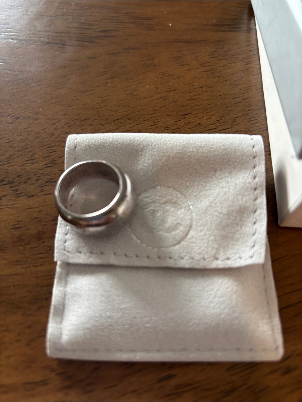 CHANEL Polished Silver-Tone Dome Band Ring - Picture 3 of 6